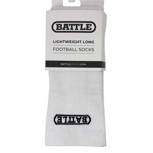 Battle Sports Adult Lightweight Long Football Socks White w Black Sz S /M